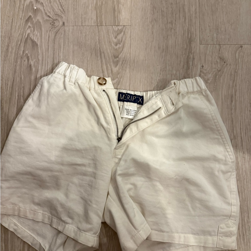 Men's White Flat Front Shorts